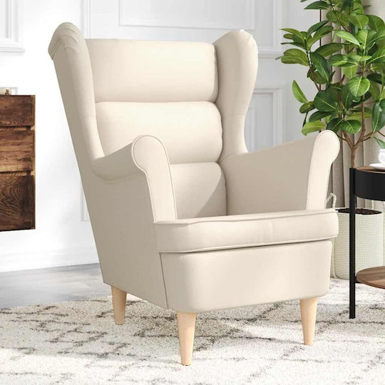 Armchair with Footstool White 74x84x100cm
