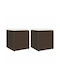 Garden Stool Cube Outdoor Rattan with Cushion Brown 2 Pieces 40x40x43cm
