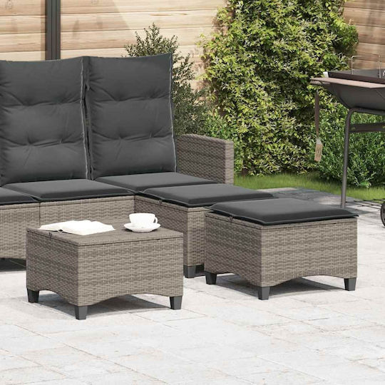 Градински Табурет Куб Отвън Ратан С Възглавница Сив 2 Бройки 55x55x36см