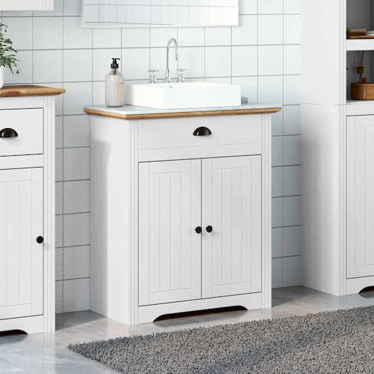 vidaXL Πάγκος με Νιπτήρα Μ70xΒ35xΥ80cm Λευκό Και Καφέ