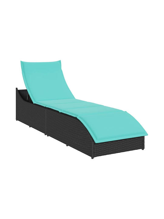 Liegestuhl Rattan mit Kissen Schwarz 200x59x43cm.