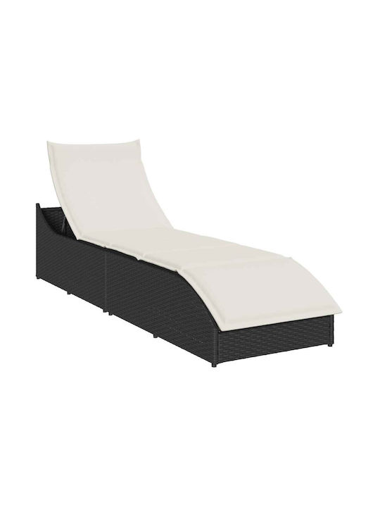 Liegestuhl Rattan mit Kissen Schwarz 200x59x43cm.