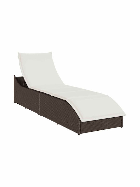 Liegestuhl Rattan mit Kissen Braun 200x59x43cm.