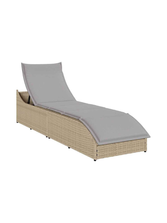 Liegestuhl Rattan mit Kissen Beige 200x59x43cm.