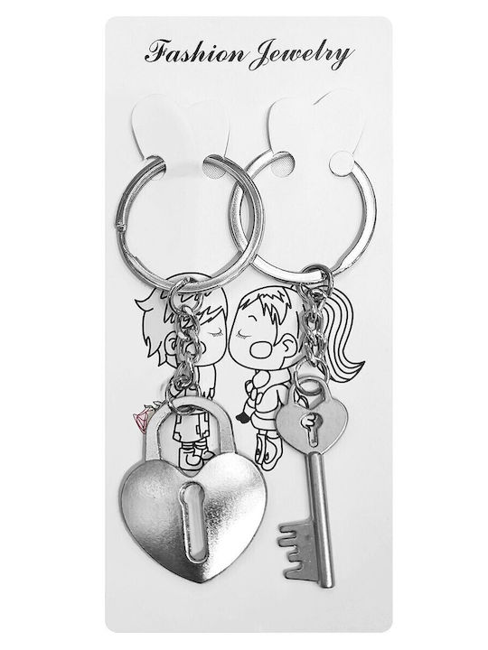 HOMie Set Schlüsselanhänger Herz & Schlüssel Vintage Inox 2Stück