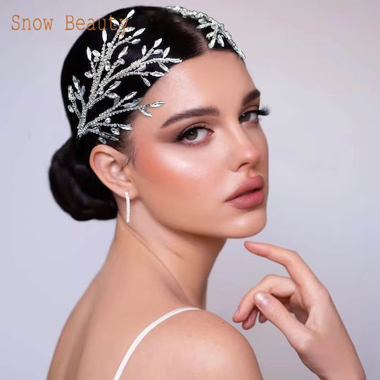 Bridal Decoration Set of 2 Hair Accessories Left Right Silver-Plated Crystals Loriane