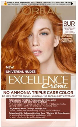 L'Oreal Paris Excellence Universal Nudes Haarfärbemittel Ohne Ammoniak 8ur Universal Helles Kupfer