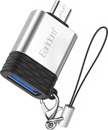 Earldom Μετατροπέας micro USB male σε micro USB female Ασημί 1τμχ ET-OT66