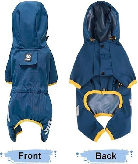 Blue Waterproof Dog Coat with Hood