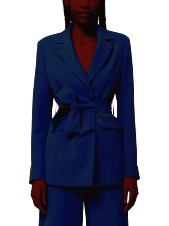 Fracomina Μακρύ Γυναικείο Σακάκι Dark Blue