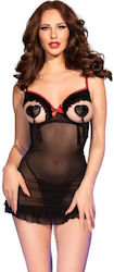 Chilirose Σετ Sexy Babydoll με Διαφάνεια Μαύρο