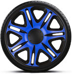 Car Hubcap Set 14" 1pc Blue /Black