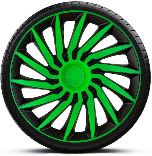 Set Capace De Roți Auto 4 Bucăți 16" Verzi/Verzi