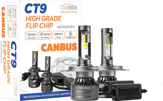 Cartech Lamps Car H4 Canbus LED 6500K Cold White 60W 2pcs