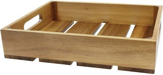 Букетна кутия от акациево дърво с дръжки Gn1/2x7см дълбочина Tablecraft Tc Crate12