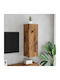 Hanging Living Room Cabinet made of Particle Board with Lighting Brown 30.5x30x90cm