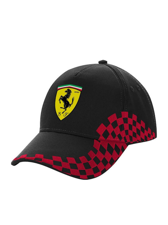 Ferrari Adult Cap Ultimate Black Red Racing 100% Cotton Drill Adult Unisex One Size