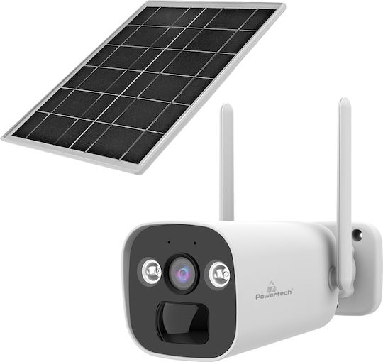 Powertech PT-1335 IP Surveillance Camera 4G Full HD+ 4MP Waterproof Battery Powered with Two-Way Communication and Lens 2.8mm