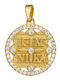 Charm Talisman Constantin Cu Pietre Din Aur Galben 14 Carate Cu Zircon