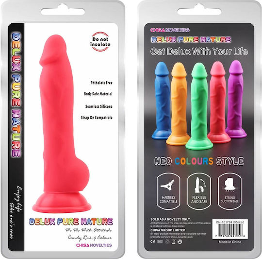 Realistisches Dildo mit Hoden und Saugnapf Rot 22.7cm
