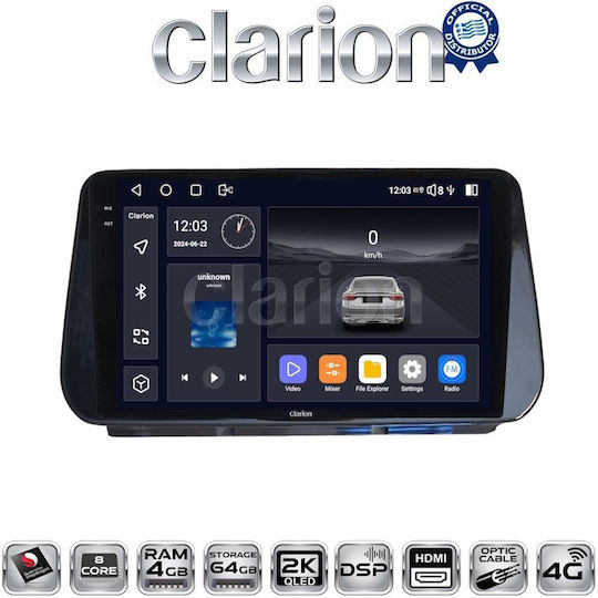 Clarion Ηχοσύστημα Αυτοκινήτου για Hyundai Santa Fe / iX45 2018 > 2019 (Bluetooth/USB/WiFi/GPS/Apple-Carplay/Android-Auto)