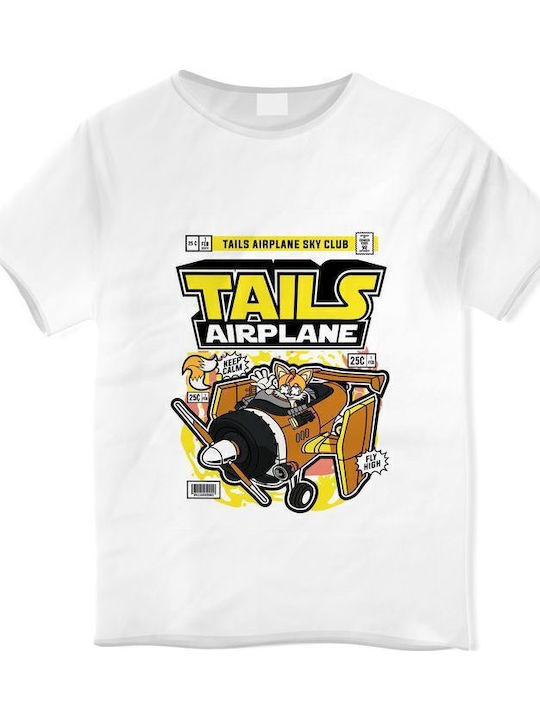 Kids' T-shirt White Sonic Tails Airplane