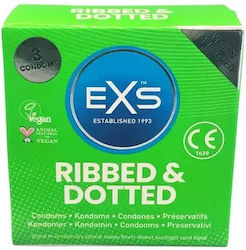 EXS Презервативи Ribbed & Dotted 3 бр 56 мм с Ребра Natural