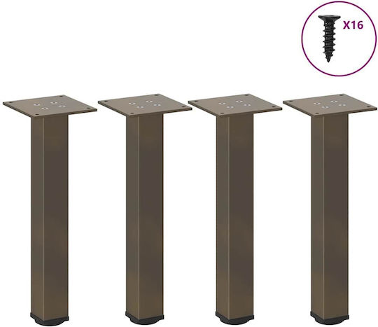 vidaXL Metallic Furniture Leg 4 Pieces Suitable for Table / Coffee Table 42cm Brown