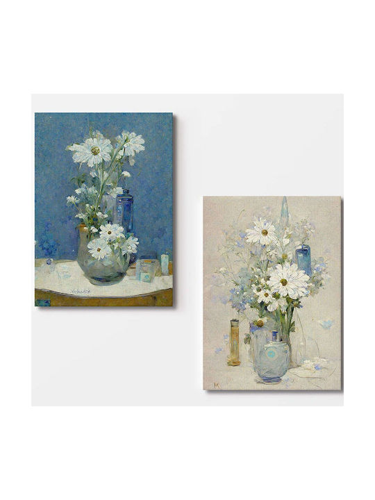 Canvas Painting Set of 2 Pieces 910nvt1250 70x100cm Multi Wallity Vertical Wood Canvas
