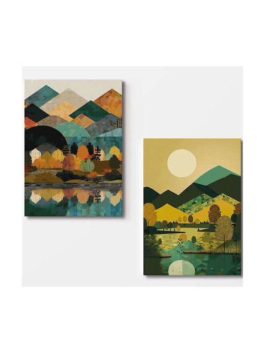 Canvas Painting Set 2pcs 910nvt1322 70x100cm Multi Wallity Vertical Wood Canvas