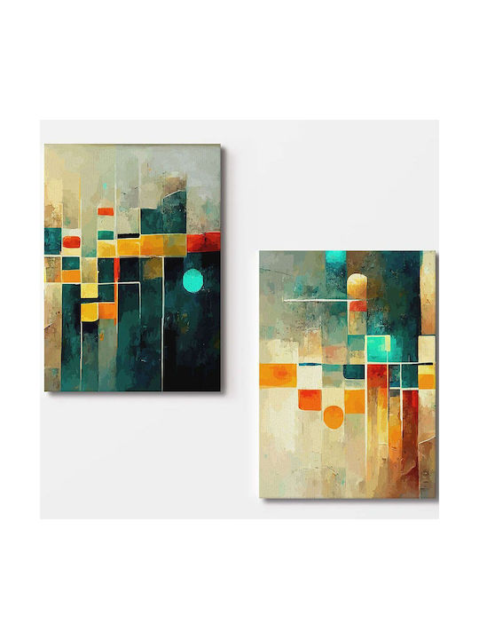 Canvas Painting Set of 2pcs 910nvt1278 70x100cm Multi Wallity Vertical Wood Canvas