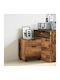 Büroaufbewahrungsschublade aus Holz mit Rädern Alt-Holz 45x38x54cm