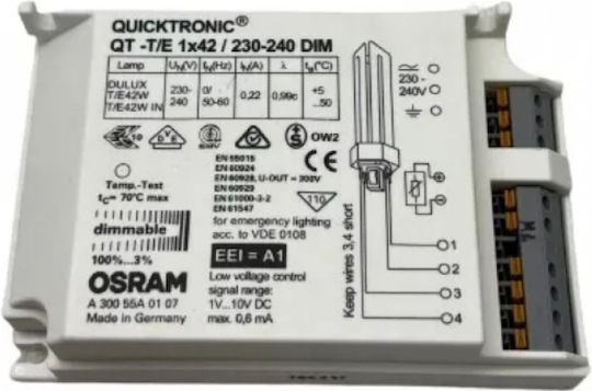 Ηλεκτρονικη Εναυση Osram Qt-t/e 1x42w Dim 1...10v