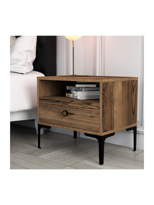Bedside Table Lizbon Wooden Brown 56x40x50.8cm