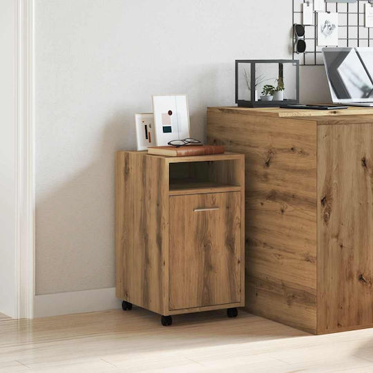 vidaXL Office Storage Cabinet Wooden with Wheels Brown 33x38x60cm