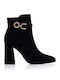 Suede Women's Ankle Boots with High Heel Black