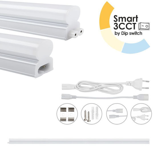 El199413 LED T5 Leuchte 12W|1200lm|3CCT3000-4000-6500K mit Dip-Schalter|887x22,5xH36mm Enjoysimplicity +Kabel 1m+Kabel 15cm