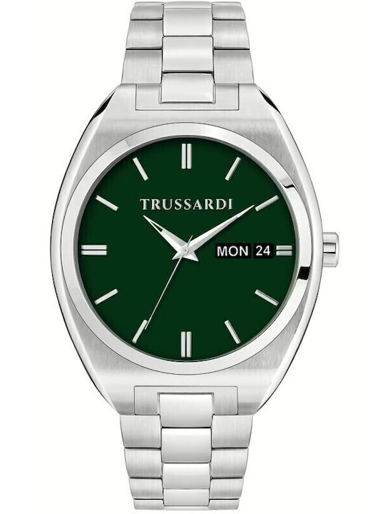 Trussardi Metropolitan Ανδρικό Ρολόι Μπαταρίας με Ασημί Μεταλλικό Μπρασελέ