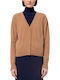 Gestrickte Damen Strickjacke mit Knöpfen Camel