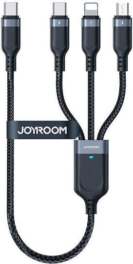 Joyroom S-A18 Geflochten USB zu Blitzschlag / Typ-C,TC-TC / Micro-USB Kabel 5A Schwarz 1.2m