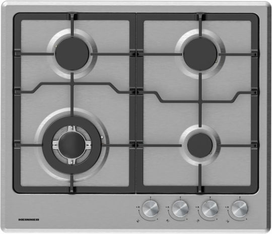 Heinner Domino Gas Cooktop Autonomous Inox 60x51.5εκ. Silver