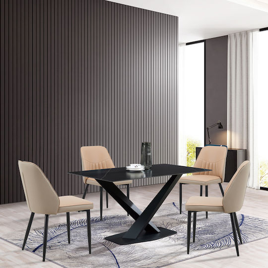 Onyer Dining Room Artificial Leather Chair Brown-grey 48x60x83cm