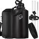 Cool'NMore Jet Thermos Bottle Stainless Steel BPA Free 4l Jet Black with Mouthpiece Loop Straw and Handle