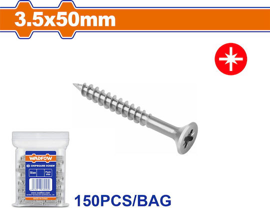 Wadfow MDF Șurub Galvanizat cu Diametru M3.5 și Lungime 50mm 150buc
