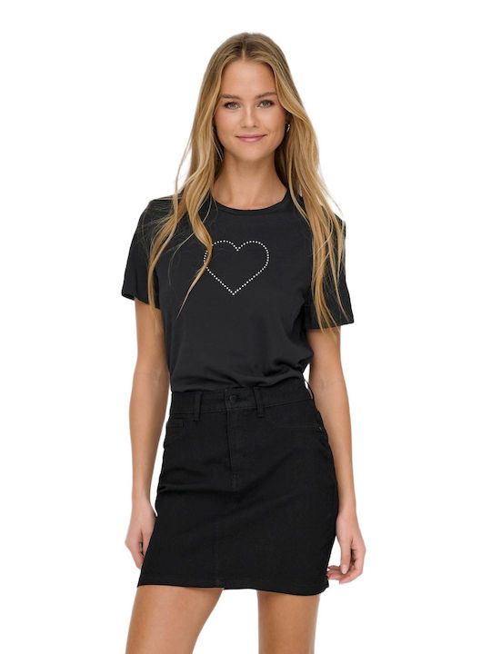 Life Damen Bluse Baumwolle Kurzärmelig Black