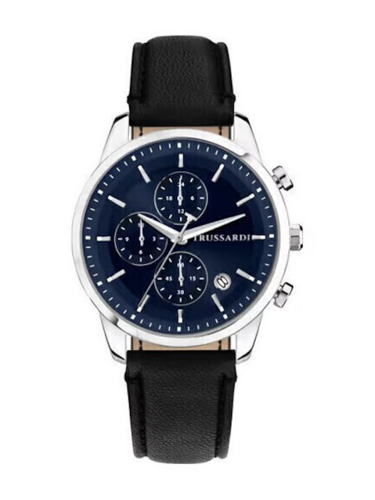 Trussardi Tbridge Ανδρικό Ρολόι Χρονογράφος Μπαταρίας με Μαύρο Μεταλλικό Μπρασελέ
