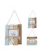Ramă de lemn suspendată 15x12cm Alb Natural Albastru 2 modele