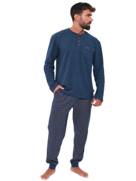 Muydemi Men's Winter Pajamas Set Blue