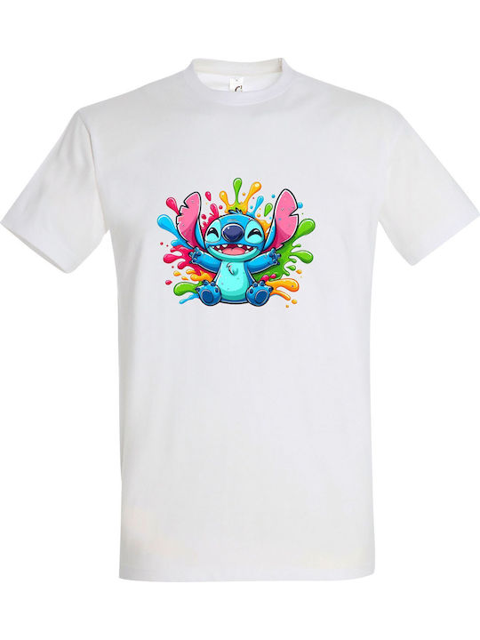 Tricou pentru copii White Happy Stitch Fanart