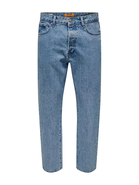 Men's Jeans Pants with Loose Tapered Fit Light Blue
